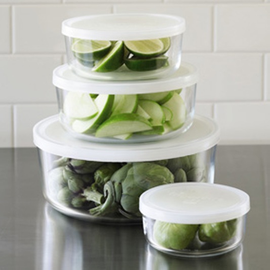 Choose glass over plastic for food storage.  Buy a Pyrex set at www.amazon.com 