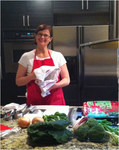 Tracy making delicious healthy style party dinners in YOUR kitchen